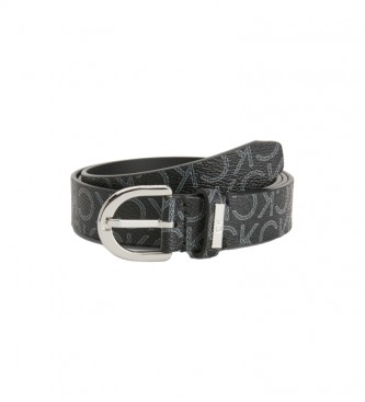 Calvin Klein Leather belt Must Round Mono black