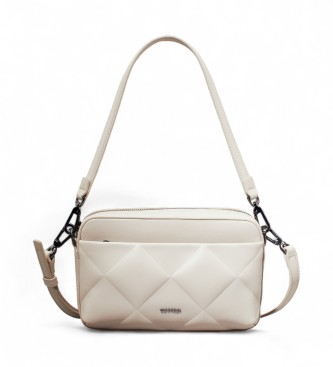 Calvin Klein Quiltet skuldertaske med beige flap