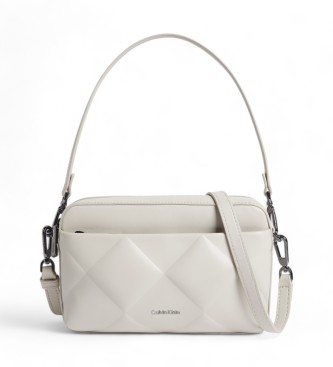 Calvin Klein Quiltet skuldertaske med beige flap