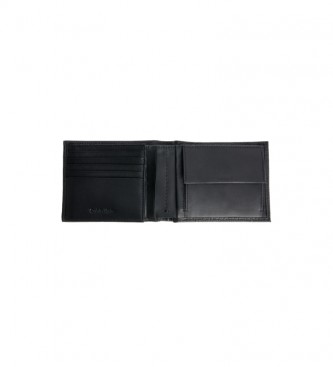 Calvin Klein Dreifach gefaltetes Leder Portemonnaie mit schwarzem Rfid -9,5x12,8x2,5cm