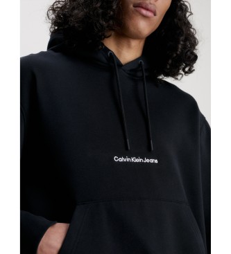 Calvin Klein Mikina s kapuco in logotipom črna