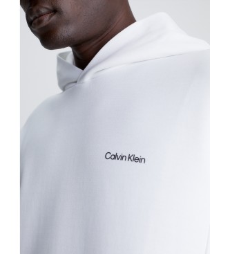 Calvin Klein Felpa in poliestere riciclato con cappuccio bianca