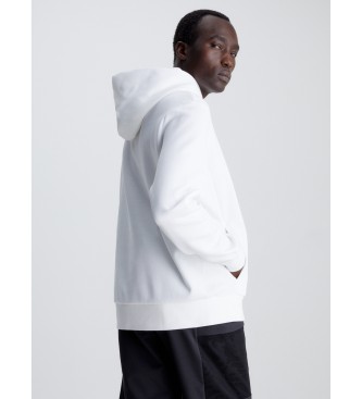 Calvin Klein Mikina s kapuco iz recikliranega poliestra bela