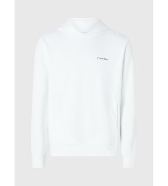 Calvin Klein tervunnen polyester Sweatshirt med huva vit