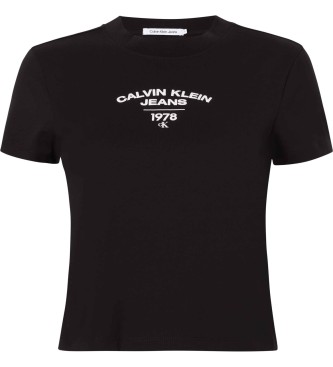 Calvin Klein Slim Varsity T-shirt zwart