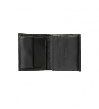 Calvin Klein Brieftasche Leder Brieftasche Glatt Mini schwarz