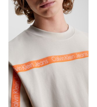 Calvin Klein T-shirt con logo a nastro beige