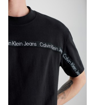 Calvin Klein T-shirt nera con logo a nastro