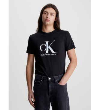 Calvin Klein Jeans T-shirt preta com logótipo de Algodão Orgânico