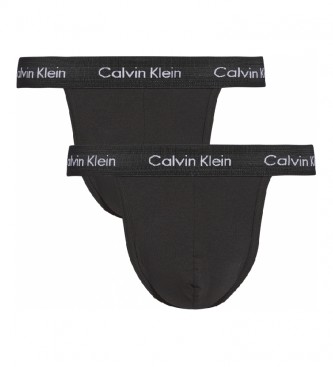 Calvin Klein Pacote de 2 Tangas de Algodão Preto Esticadas