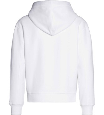 Calvin Klein Jeans Sweat-shirt en molleton en coton mélangé blanc