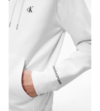 Calvin Klein Jeans Sweatshirt Fleece-Mischung Sweatshirt mit Kapuze wei