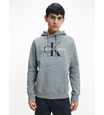 Calvin Klein Jeans Mikina s kapuco z monogramom siva