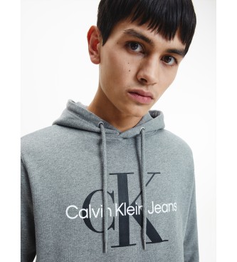 Calvin Klein Jeans Sweatshirt Hoodie Monogram grau