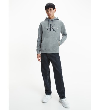 Calvin Klein Jeans Felpa grigia con cappuccio e monogramma