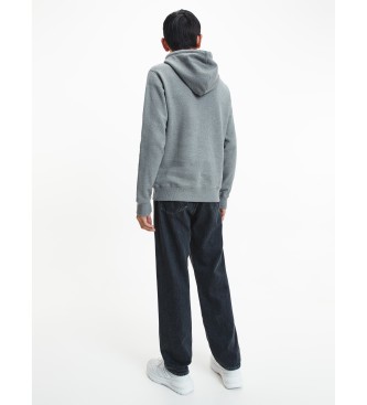 Calvin Klein Jeans Mikina s kapuco z monogramom siva
