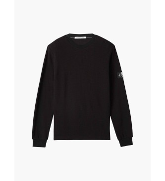 Calvin Klein Jeans T-shirt slim a maniche lunghe nera Insignia