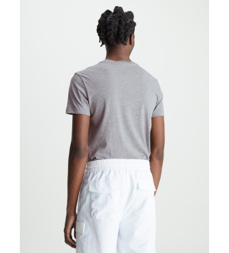 Calvin Klein Jeans T-shirt slim in cotone biologico con logo grigio