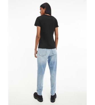 Calvin Klein Jeans T-shirt de Pescoço em V preto fino
