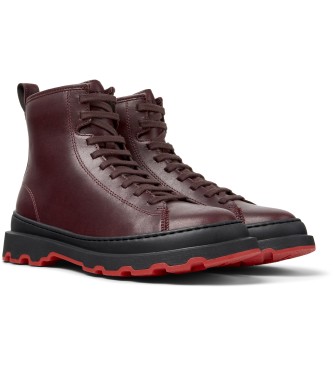 Camper Maroon leather Brutus ankle boots