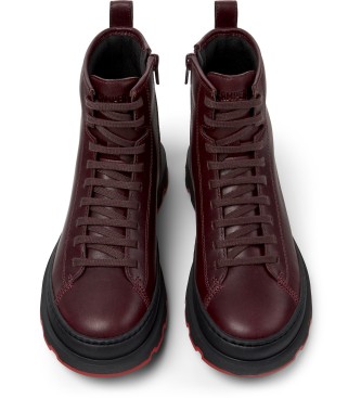 Camper Maroon leather Brutus ankle boots