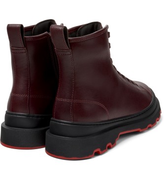Camper Maroon leather Brutus ankle boots