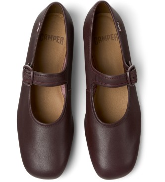 Camper Leather ballerina flats Almost Myra maroon