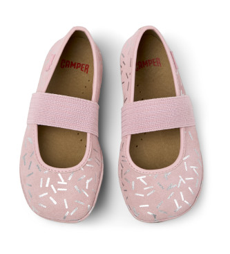 Camper Rechte rosa Lederballerinas