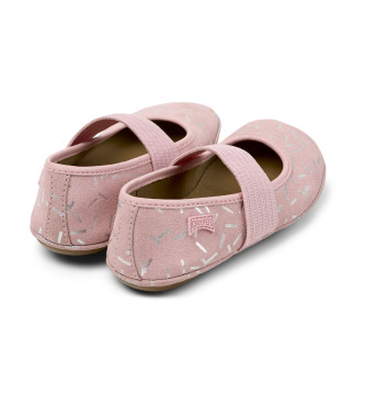 Camper Rechte rosa Lederballerinas