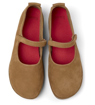 Camper Right Nina brown leather ballet pumps