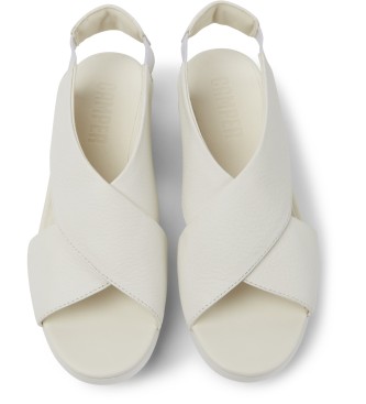 Camper Sandlias de couro branco balo -Altura: 5cm