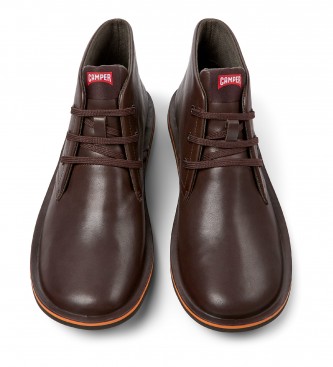 Camper Brown Beetle Leather Ankle Boots