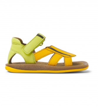Camper Skórzane sandały Bicho żółty, zielony