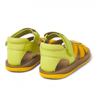 Camper Skórzane sandały Bicho żółty, zielony