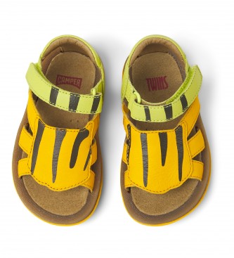 Camper Bicho Leather Sandals yellow, green