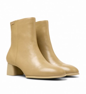 Camper Katie beige leather ankle boots -Heel height 5cm