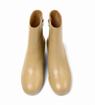 Camper Katie beige leather ankle boots -Heel height 5cm