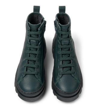 Camper Brutus Leather Ankle Boots green