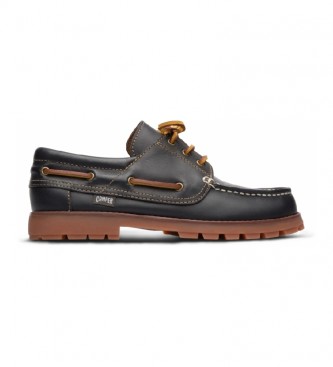 Camper Compas navy leather boat shoes