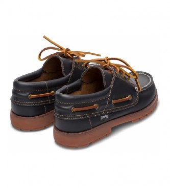 Camper Compas navy leather boat shoes