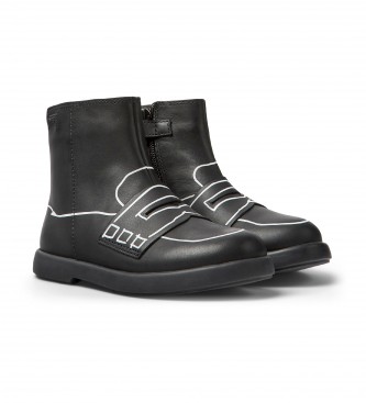 Camper Duet Twins Leather Ankle Boots preto