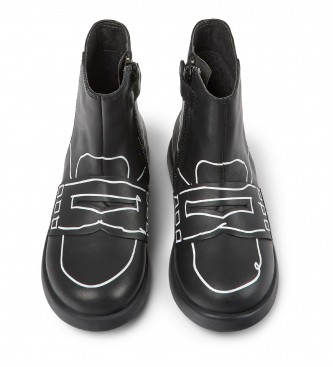 Camper Duet Twins Leather Ankle Boots preto