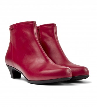 Camper Leather Ankle Boots Helena low red