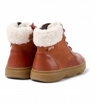 Camper Kiddo Leather Ankle Boots red