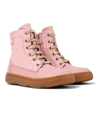 Camper Kiddo Leather Ankle Boots pink