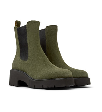 Camper Milah dark green leather ankle boots