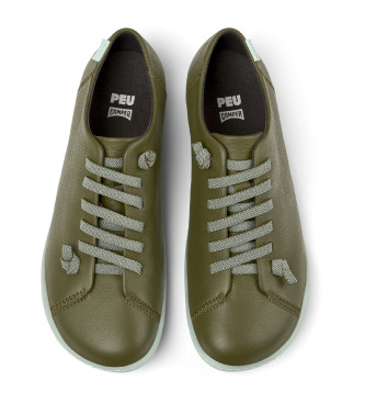 Camper Sapatos de couro verde Peu Cami