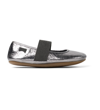 Camper Ballerines en cuir argent Droite