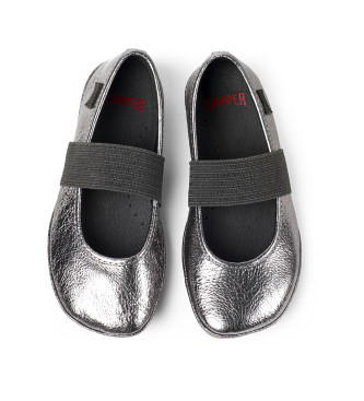 Camper Ballerines en cuir argent Droite