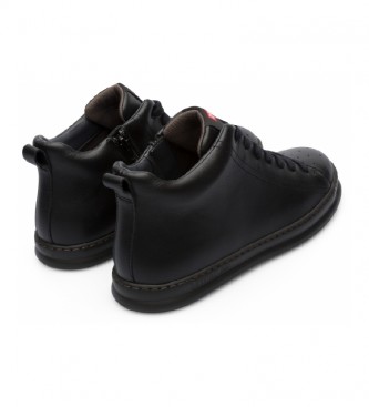 Camper Coureur en cuir Quatre chaussures boutonnes noires